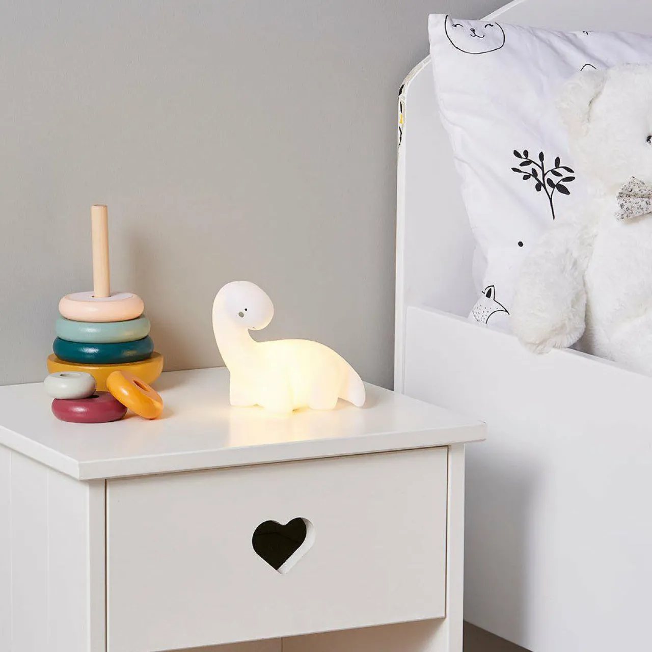 Luminaire Enfant|OSTARIA Veilleuse enfant (L13.2 cm) Dino he Blanc