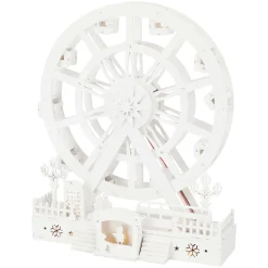 Village De Noël En Bois|KOOPMAN Village de Noël en bois lumineux et animé (H30 cm) Roue Enchantée de Noël Blanc