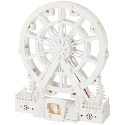 Village De Noël En Bois|KOOPMAN Village de Noël en bois lumineux et animé (H30 cm) Grande roue de Noël Blanc