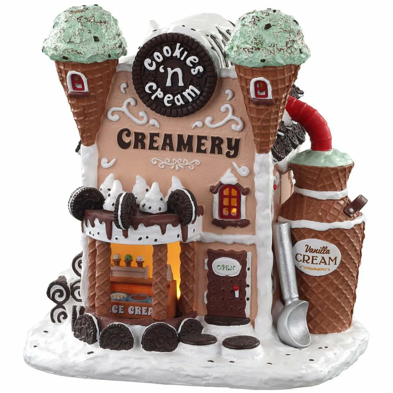 Village De Noël Lemax|LEMAX Village de Noël à piles lumineux Glacier Cookies n' cream