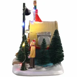 Village De Noël Lemax|LEMAX Village de Noël à piles lumineux Vendeur de sapins