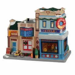 Village De Noël Lemax|LEMAX Village de Noël lumineux Boutique de vélos et de patins à roulettes