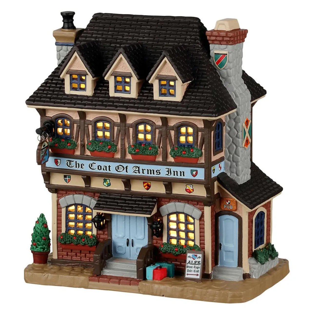 Village De Noël Lemax|LEMAX Village de Noël lumineux Auberge The Coat of arms