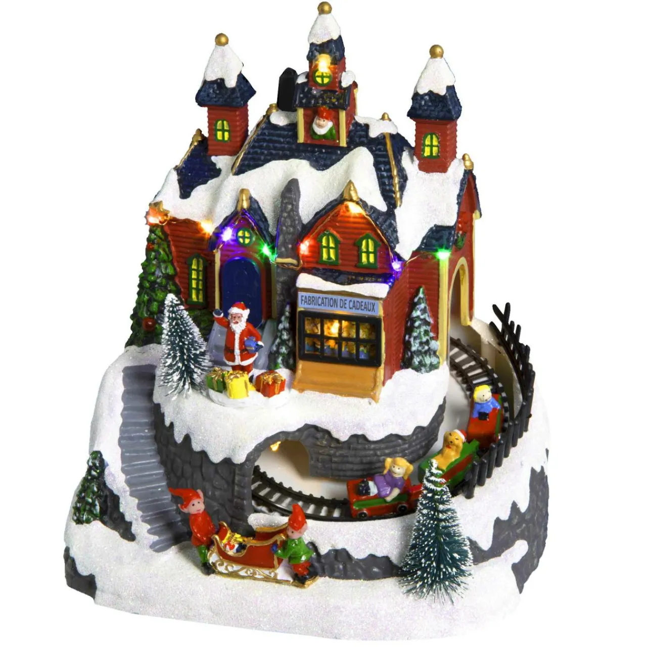 Village De Noël Lumineux|Feeric Lights & Christmas Village de Noël lumineux à piles Atelier et train de Noël lumineux et musical