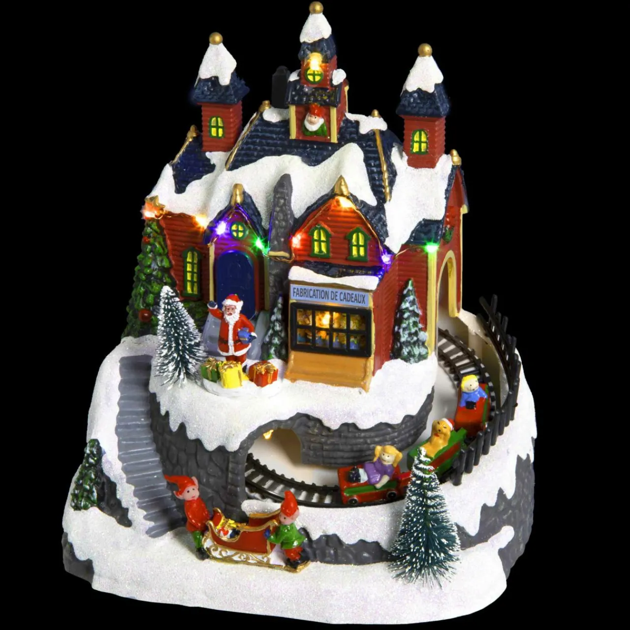 Village De Noël Lumineux|Feeric Lights & Christmas Village de Noël lumineux à piles Atelier et train de Noël lumineux et musical