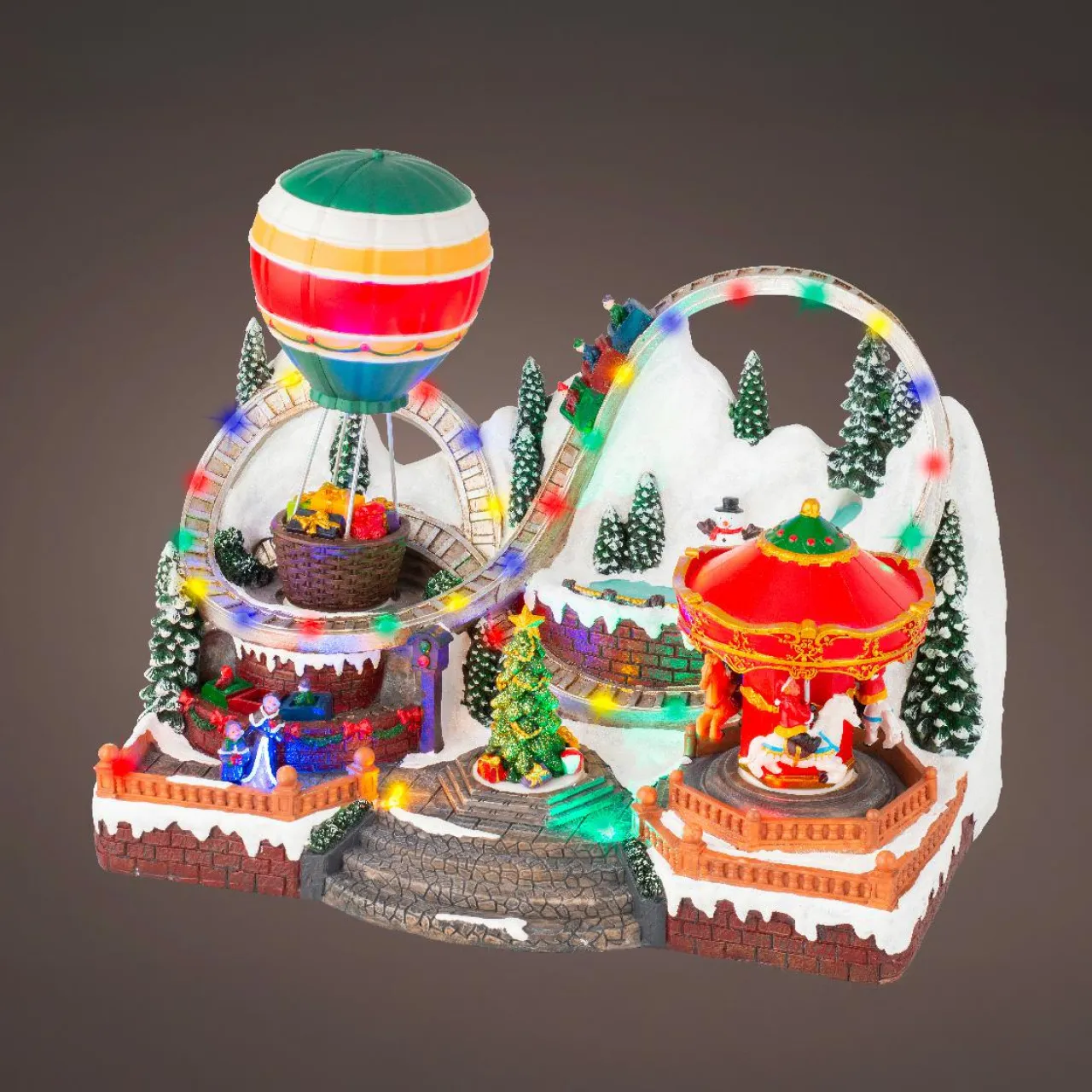 Village De Noël Lumineux|KAEMINGK Village de Noël lumineux animé et musical (H27 cm) Parc d'attraction Multicolore