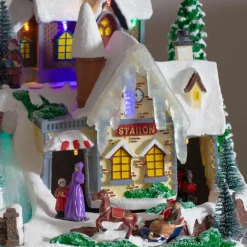 Village De Noël Lumineux|KAEMINGK Village de Noël lumineux et musical Nuit de Noël