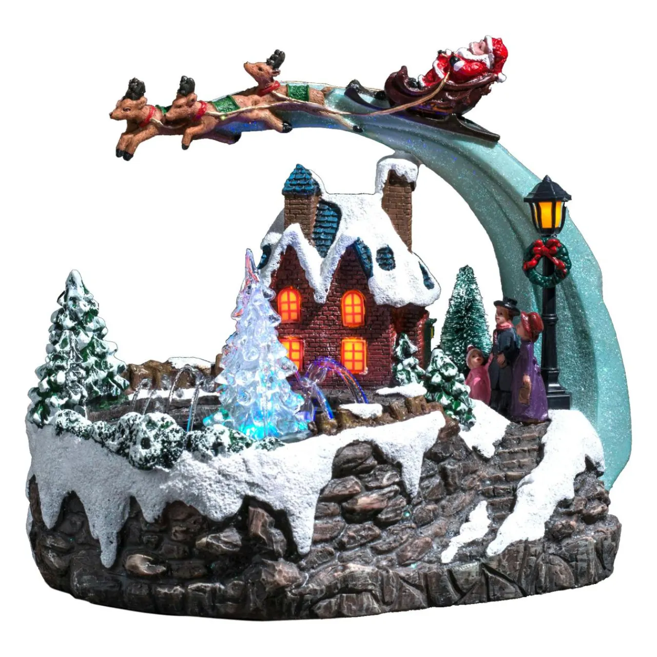 Village De Noël Lumineux|Feeric Lights & Christmas Village de Noël lumineux et musical Père Noël et fontaine