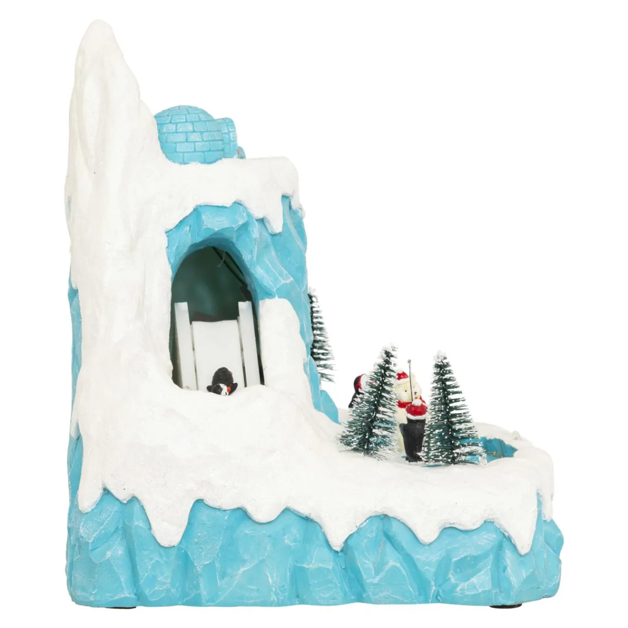 Village De Noël Lumineux|JJA Village de Noël musical et animé (H26 cm) Banquise des pingouins Bleu