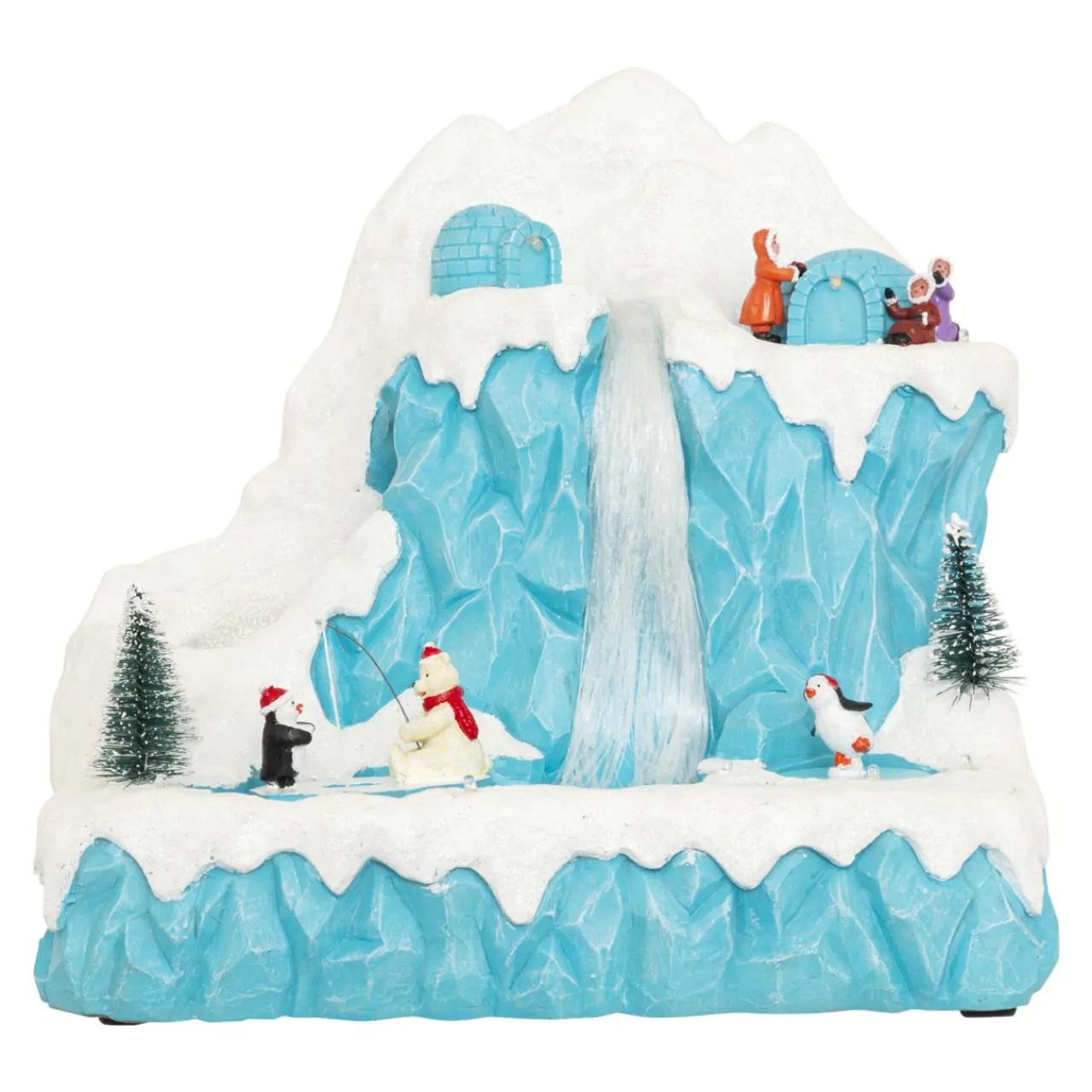 Village De Noël Lumineux|JJA Village de Noël musical et animé (H26 cm) Banquise des pingouins Bleu