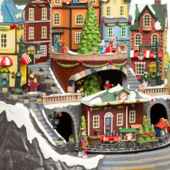 Village De Noël Lumineux|JJA Village de Noël musical et animé (H37 cm) Grande gare Multicolore