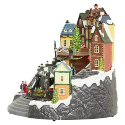 Village De Noël Lumineux|JJA Village de Noël musical et animé (H37 cm) Grande gare Multicolore