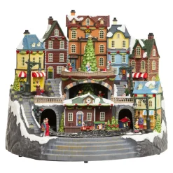 Village De Noël Lumineux|JJA Village de Noël musical et animé (H37 cm) Grande gare Multicolore