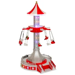 Village De Noël Lumineux|JJA Village de Noël musical et animé (H52 cm) Manège chaises volantes Multicolore