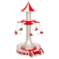 Village De Noël Lumineux|JJA Village de Noël musical et animé (H52 cm) Manège chaises volantes Multicolore