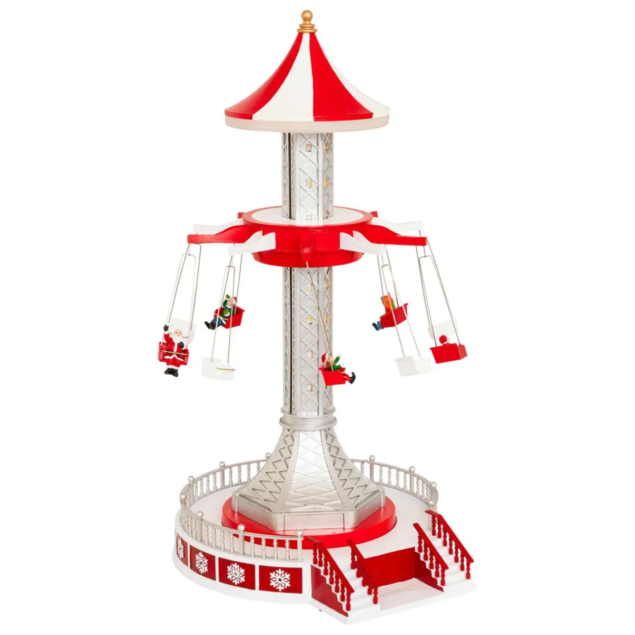 Village De Noël Lumineux|JJA Village de Noël musical et animé (H52 cm) Manège chaises volantes Multicolore