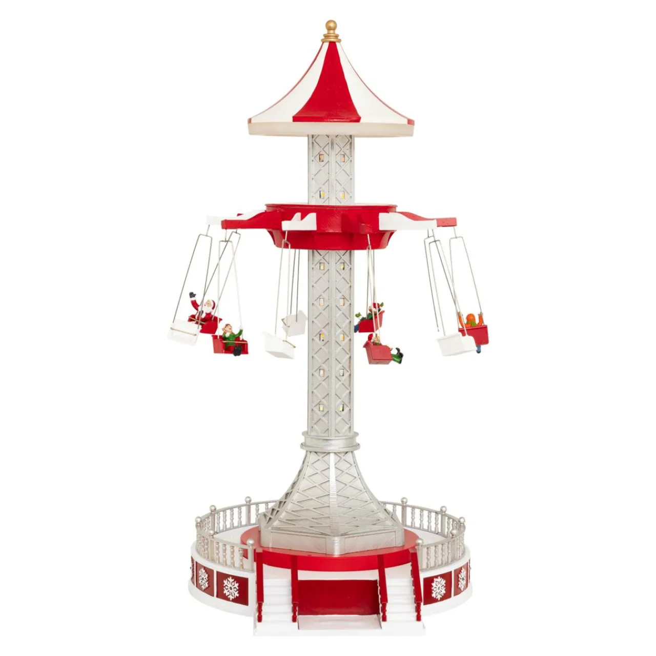 Village De Noël Lumineux|JJA Village de Noël musical et animé (H52 cm) Manège chaises volantes Multicolore