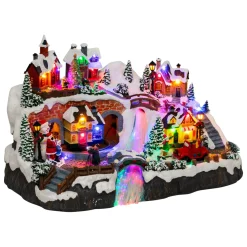 Village De Noël Lumineux|JJA Village de Noël musical et animé (H32 cm) Village en fête Multicolore