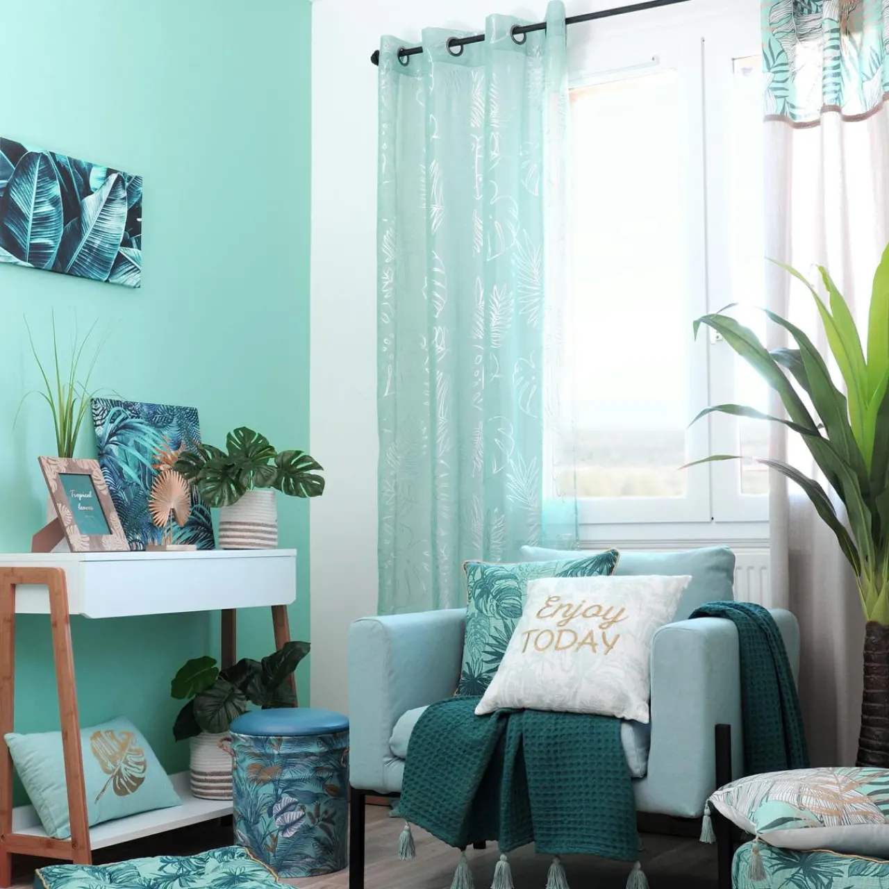 Voilage|LOVELY CASA Voilage (140 x 260 cm) Longbeach Vert