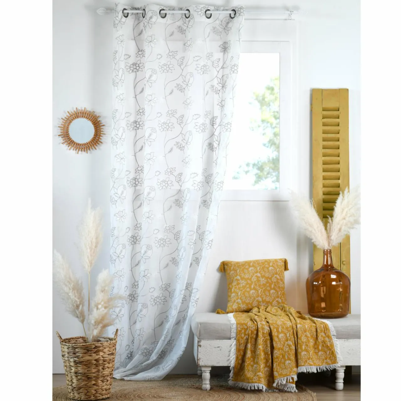 Voilage|LOVELY CASA Voilage (140 x 260 cm) Persian Blanc