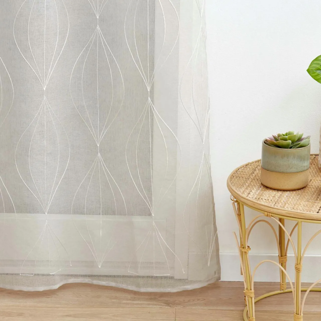 Voilage|DOUCEUR D'INTERIEUR Voilage brodé (140 x 240 cm) Galactée Taupe