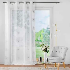 Voilage|DOUCEUR D'INTERIEUR Voilage brodé œillets (140 x 240 cm) Sublimini Blanc