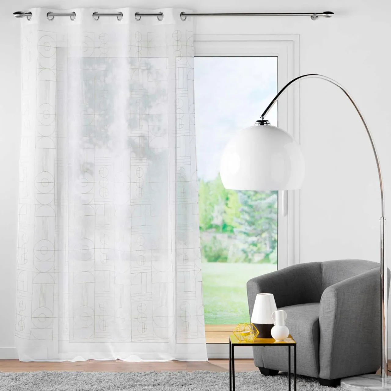 Voilage|DOUCEUR D'INTERIEUR Voilage brodé œillets (140 x 240 cm) Odessa Or