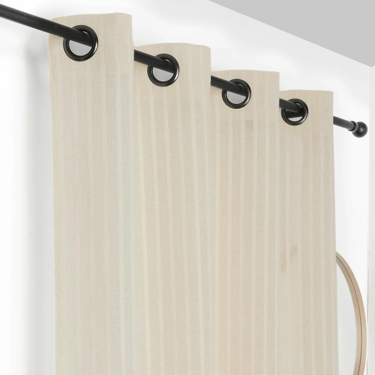 Voilage|LINDER Voilage coton (140 x 275 cm) Tresse cassé Blanc