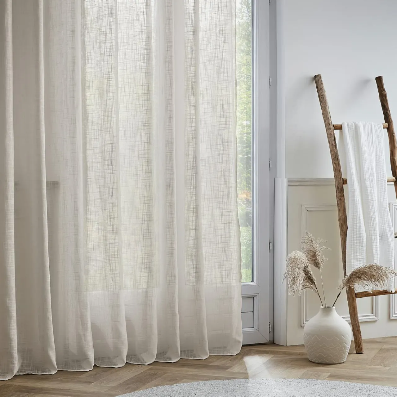 Voilage|EMINZA Voilage galon fronceur effet lin (280 x 240 cm) Robin Beige