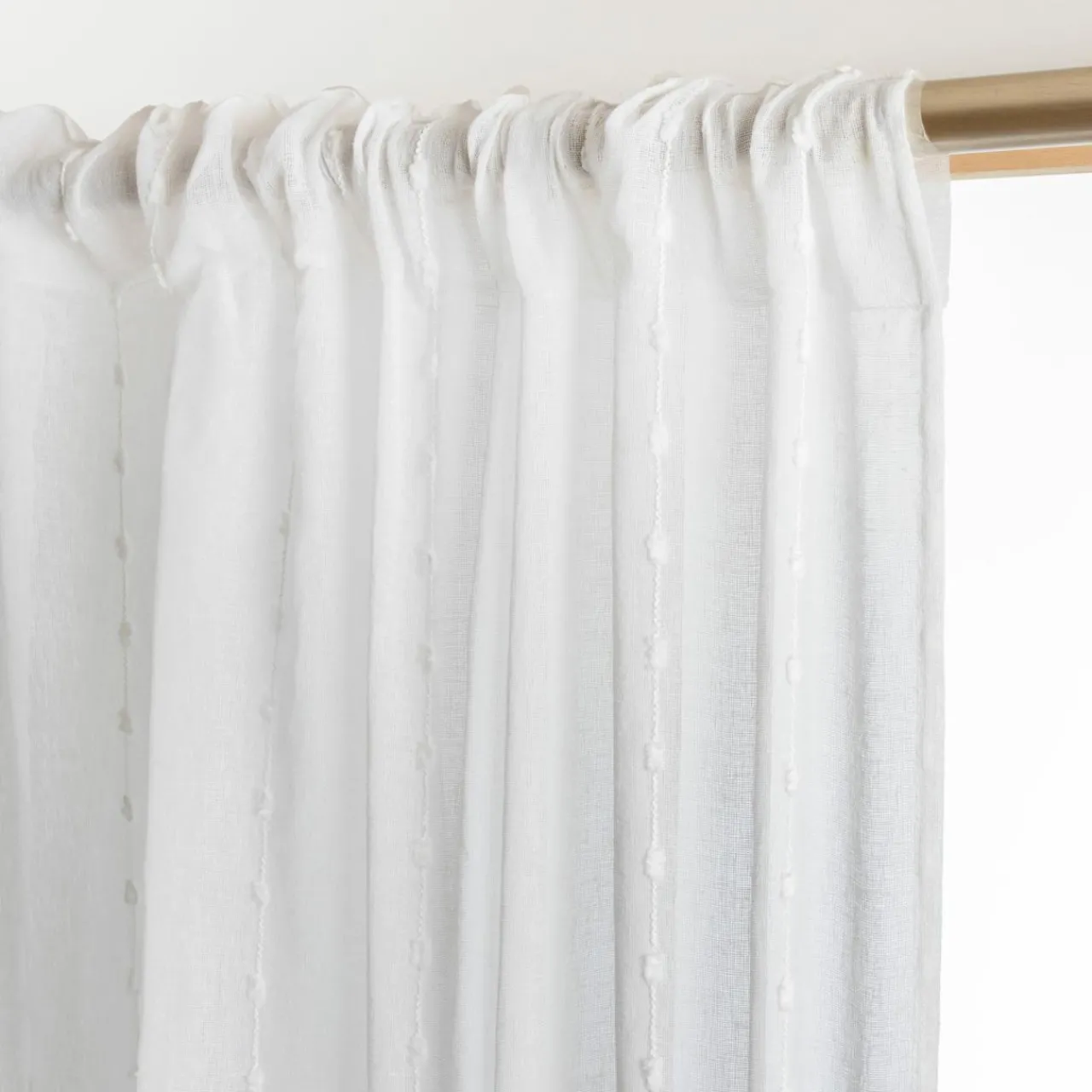 Voilage|EMINZA Voilage galon fronceur pompons (140 x 240 cm) Axel Blanc