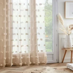 Voilage|EMINZA Voilage galon fronceur pompons (280 x 240 cm) Suzie Beige