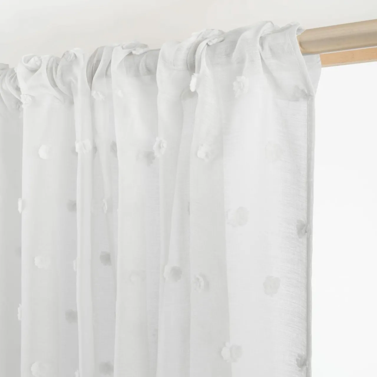 Voilage|EMINZA Voilage galon fronceur pompons (140 x 240 cm) Emie Blanc