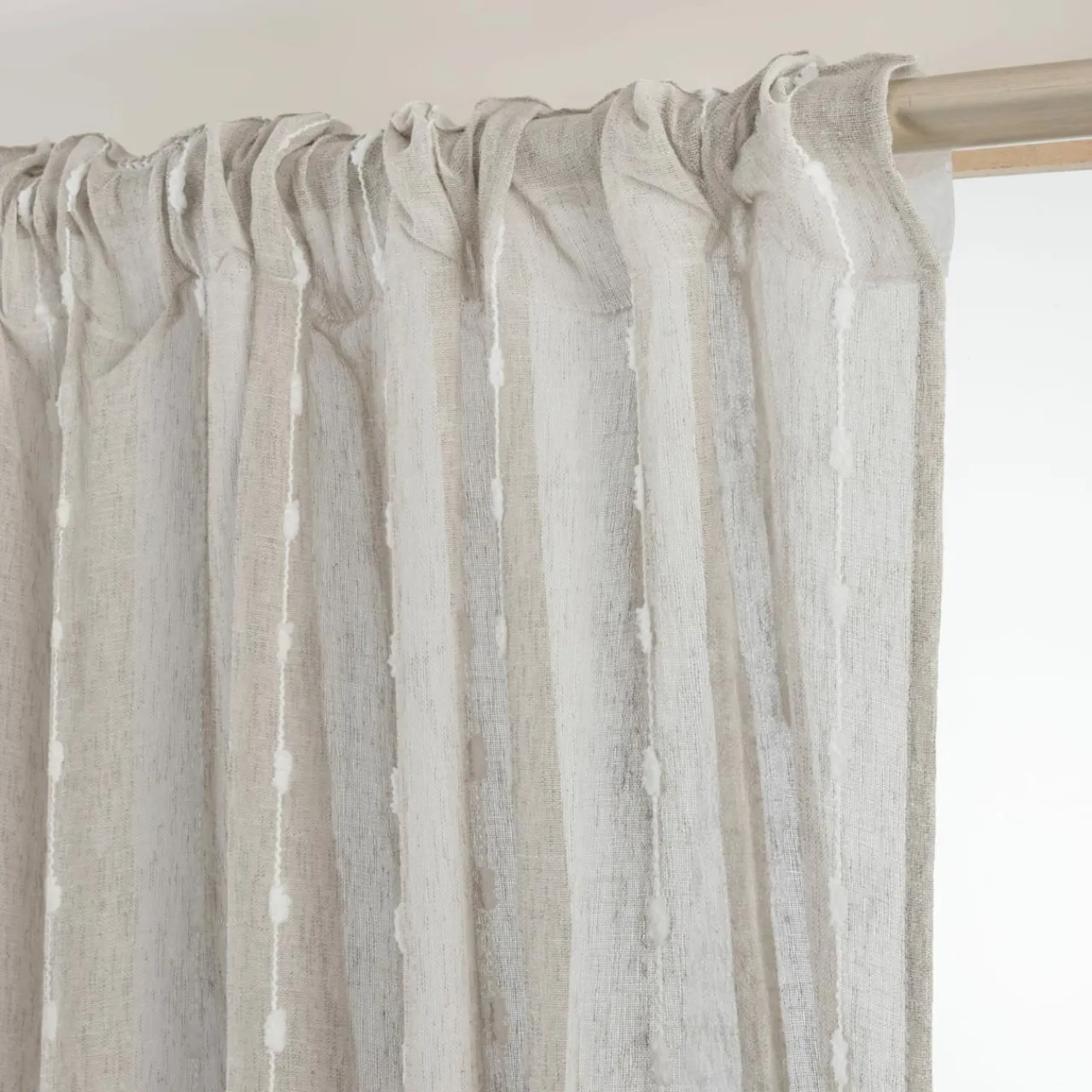 Voilage|EMINZA Voilage galon fronceur pompons (280 x 240 cm) Axel Beige