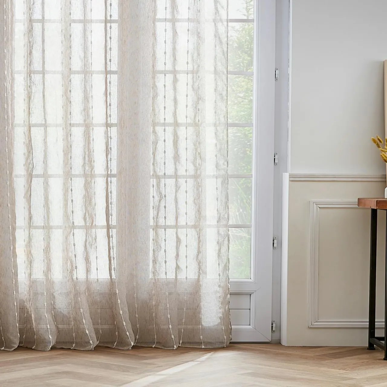 Voilage|EMINZA Voilage galon fronceur pompons (280 x 240 cm) Axel Beige