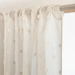 Voilage|EMINZA Voilage galon fronceur pompons (280 x 240 cm) Emie Beige