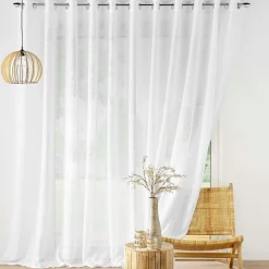 Voilage|douceur d'intu017drieur Voilage grande largeur effet lin tissé (400 x 240 cm) Haltona Blanc