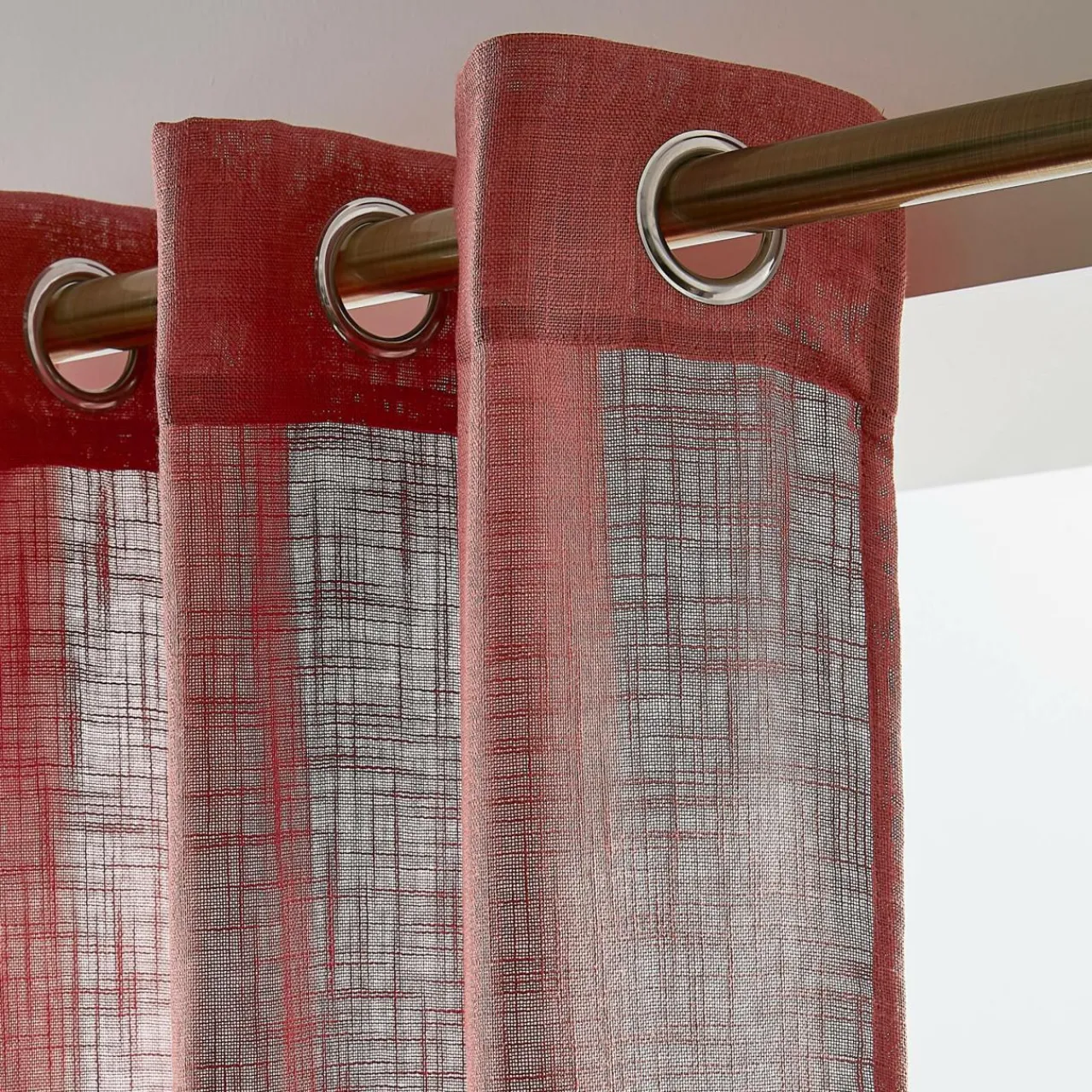 Voilage|EMINZA Voilage grande largeur effet lin (400 x 240 cm) Robin Terracotta