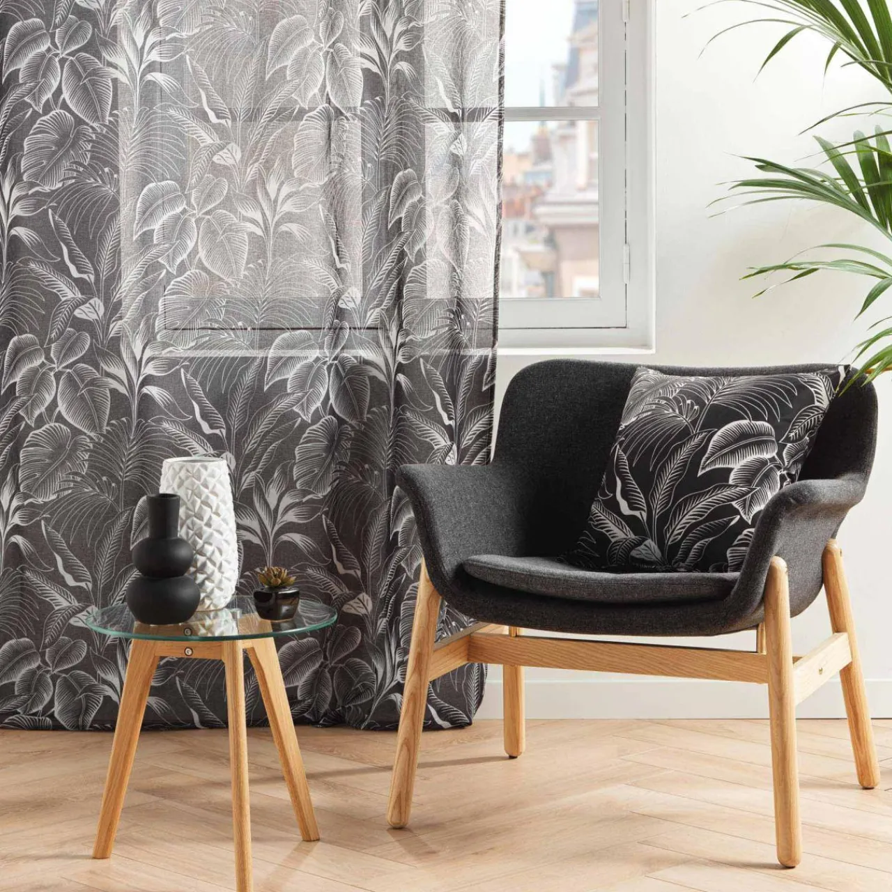 Voilage|DOUCEUR D'INTERIEUR Voilage œillets (140 x 240 cm) Cabana Noir