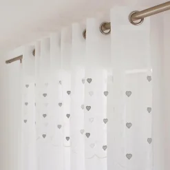 Voilage|ENJOY HOME Voilage œillets (140 x 240 cm) Coeurs Gris