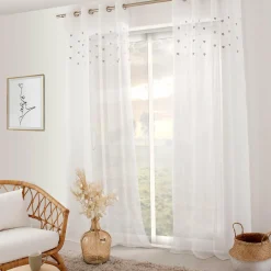 Voilage|ENJOY HOME Voilage œillets (140 x 240 cm) Coeurs Beige