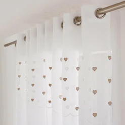 Voilage|ENJOY HOME Voilage œillets (140 x 240 cm) Coeurs Beige