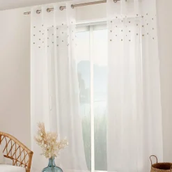 Voilage|ENJOY HOME Voilage œillets (140 x 240 cm) Coeurs Beige