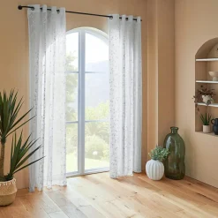 Voilage|Atmosphera, cru017dateur d'intu017drieur Voilage œillets (140 x 240 cm) Flore Blanc