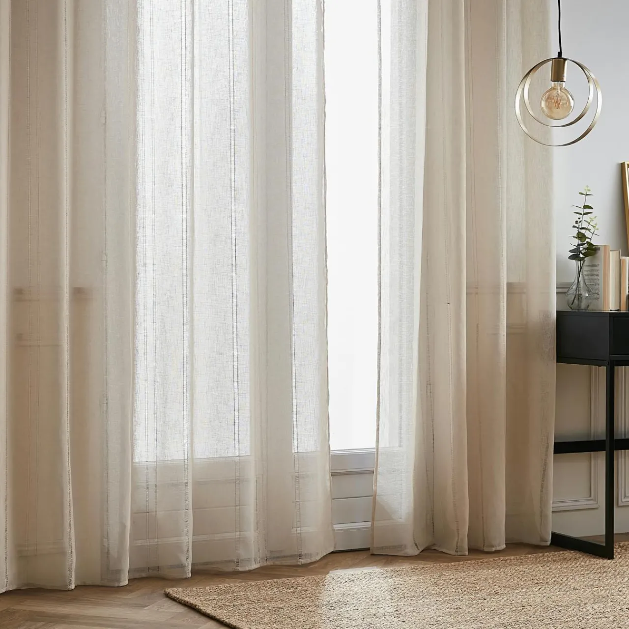 Voilage|EMINZA Voilage œillets (180 x 240 cm) Léontine Beige