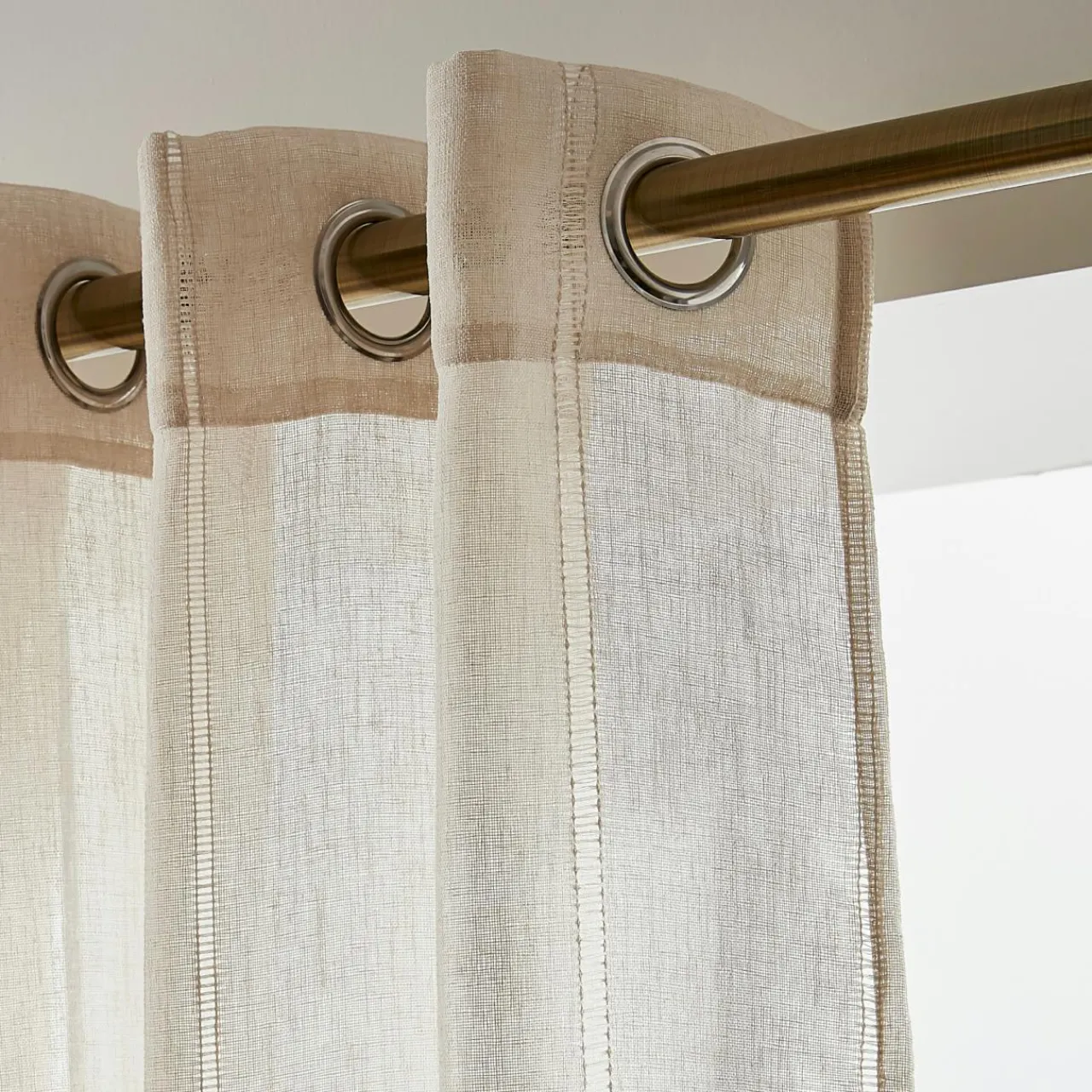 Voilage|EMINZA Voilage œillets (140 x 240 cm) Léontine Beige