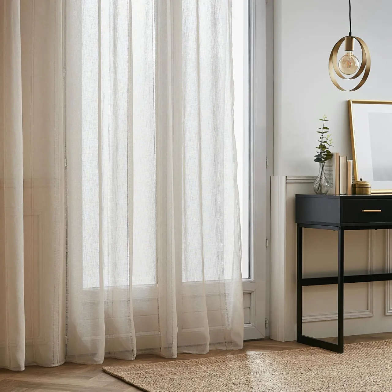 Voilage|EMINZA Voilage œillets (280 x 240 cm) Léontine Beige