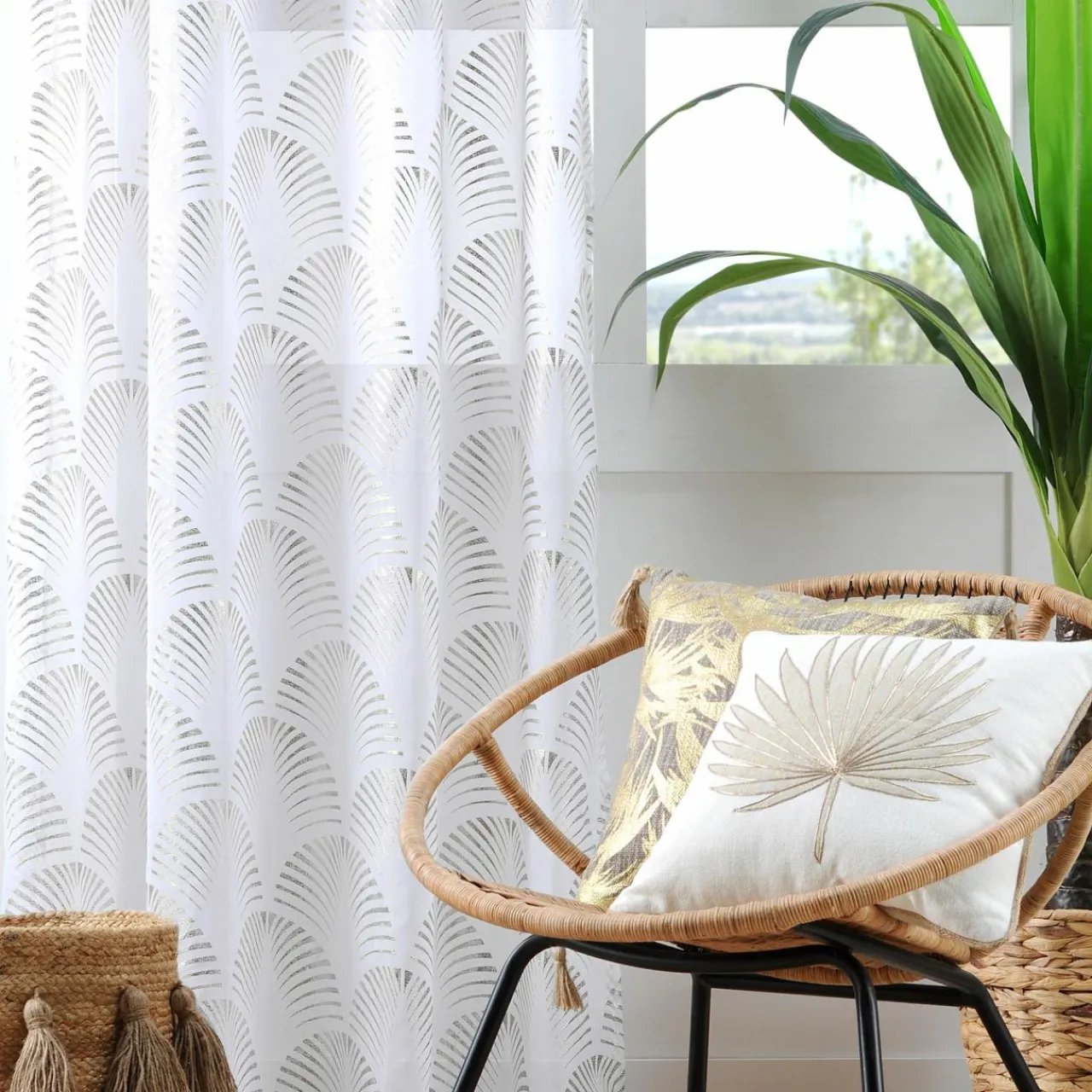 Voilage|LOVELY CASA Voilage œillets (140 x 260 cm) Maldives Argent