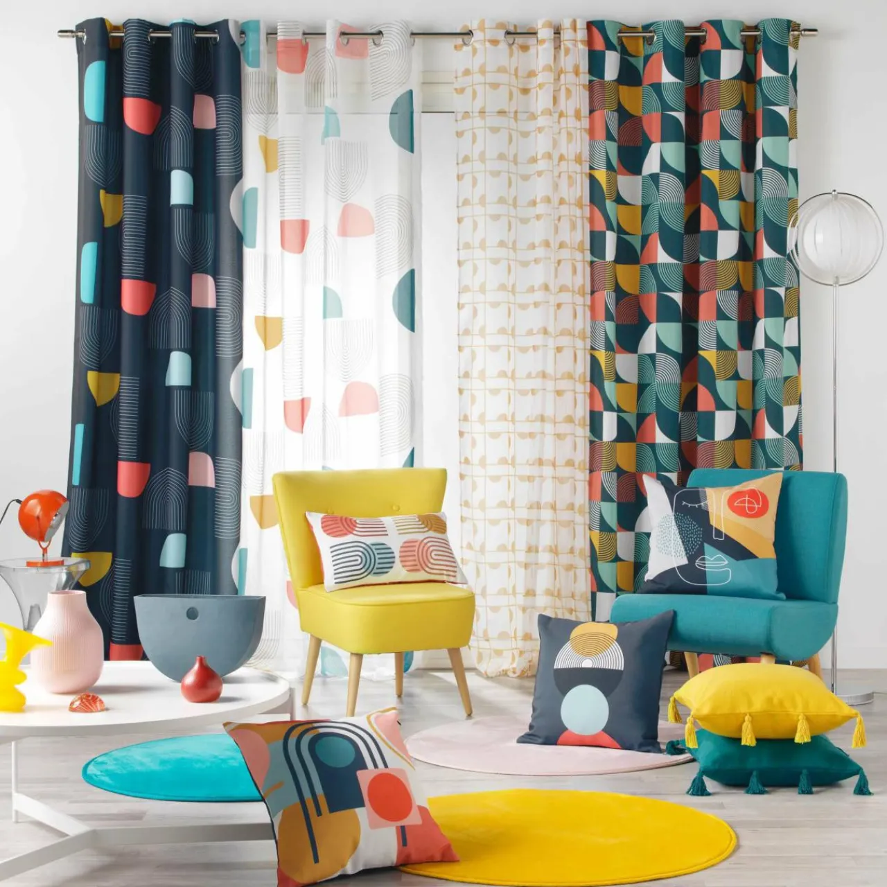 Voilage|DOUCEUR D'INTERIEUR Voilage œillets (140 x 240 cm) Popart Multicolore