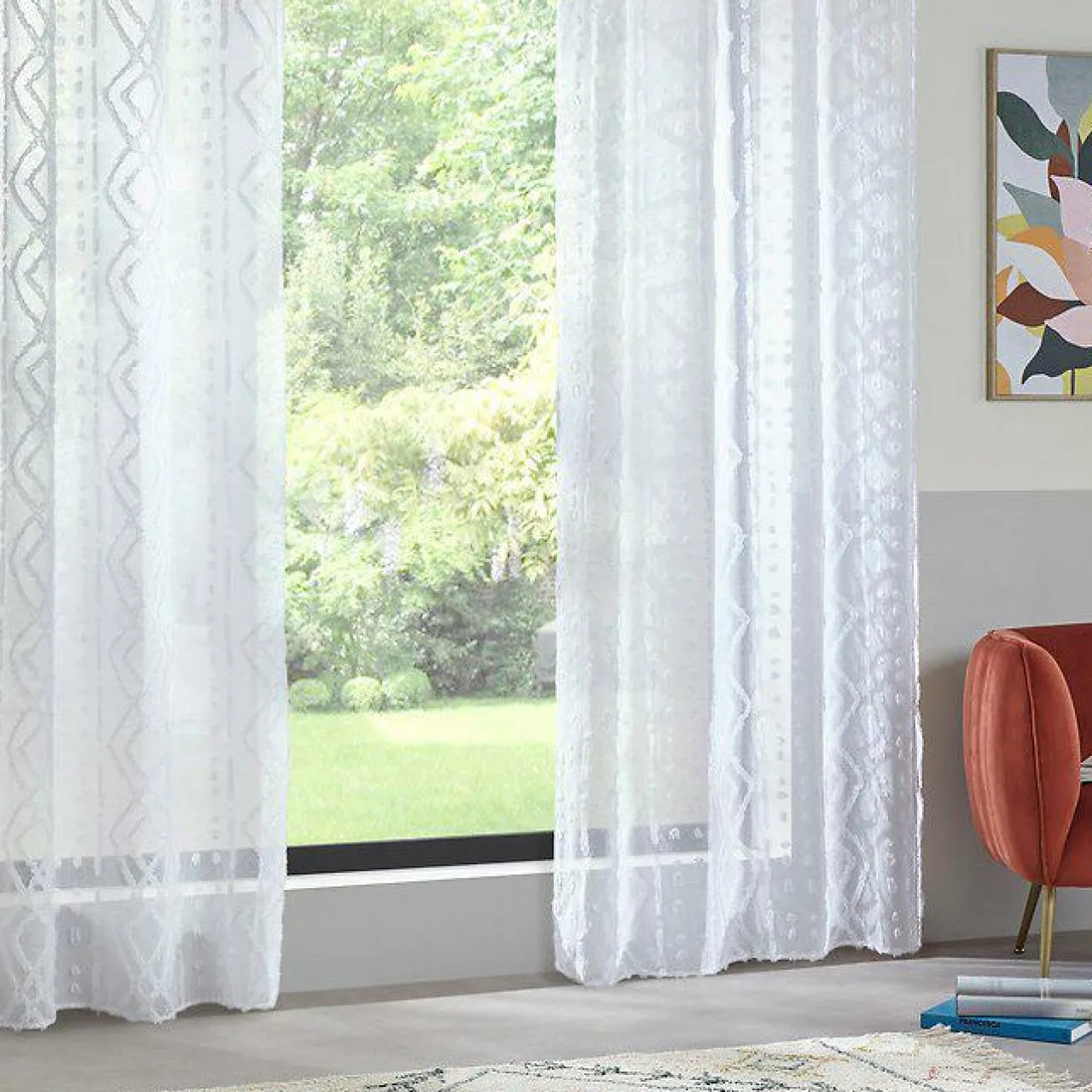 Voilage|ATMOSPHERA Voilage œillets (140 x 240 cm) Salma Blanc