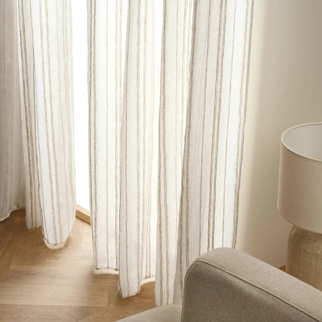 Voilage|EMINZA Voilage œillets (140 x 240 cm) Théo Beige